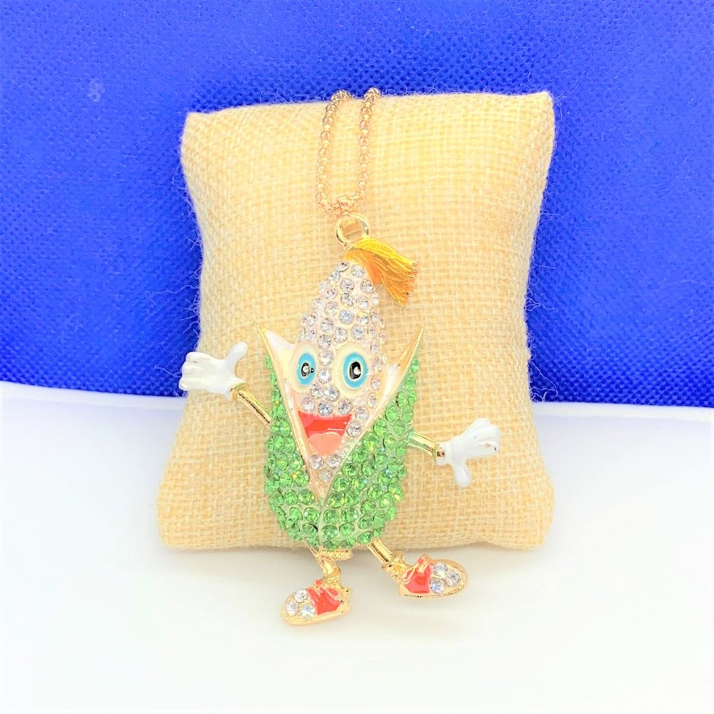 Happy Green Corn Pendant Necklace